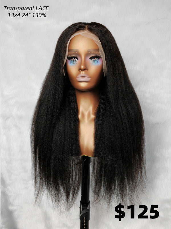 {LAST-PIECE-CLEARANCE} 13x4 Transparent Lace Human Hair Lace Front Wig Kinky