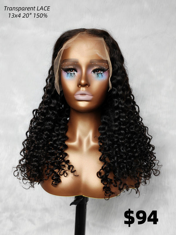 {LAST-PIECE-CLEARANCE} 13x4 Transparent Lace Human Hair Lace Front Wig Water Wave