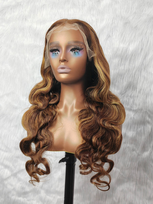 {LAST-PIECE-CLEARANCE} 13x6 Skin Melt Lace Highlight Body Wave Human Hair Lace Front Wig