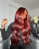 13x6 / 13x4 Full Frontal Highlight Red Preplucked Human Hair Lace Front Wig