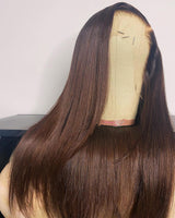 {50% Off} Skin Melt Lace Brown 13x6 Full Frontal Human Hair Frontal Wig with Delicate Hairline