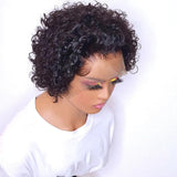 Whole Lace Cap Transparent Lace Preplucked Human Hair Pixie Styled Wig