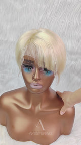 613 Blonde Short Pixie Cut Prestyled Human Hair Lace Wig