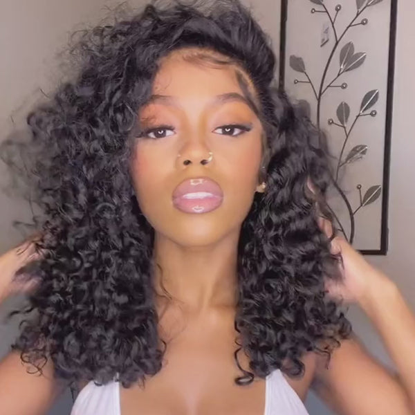 Burmese Curls Bob Wig Preplucked Human Hair Curly Lace Wigs