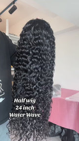 Flip Over Half Wig with Drawstring Water Wave Glueless Human Hair Wig