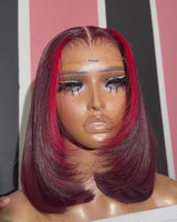 Reese | Red Highlight 99J Layered Bob Human Hair Bob Lace Front Wig