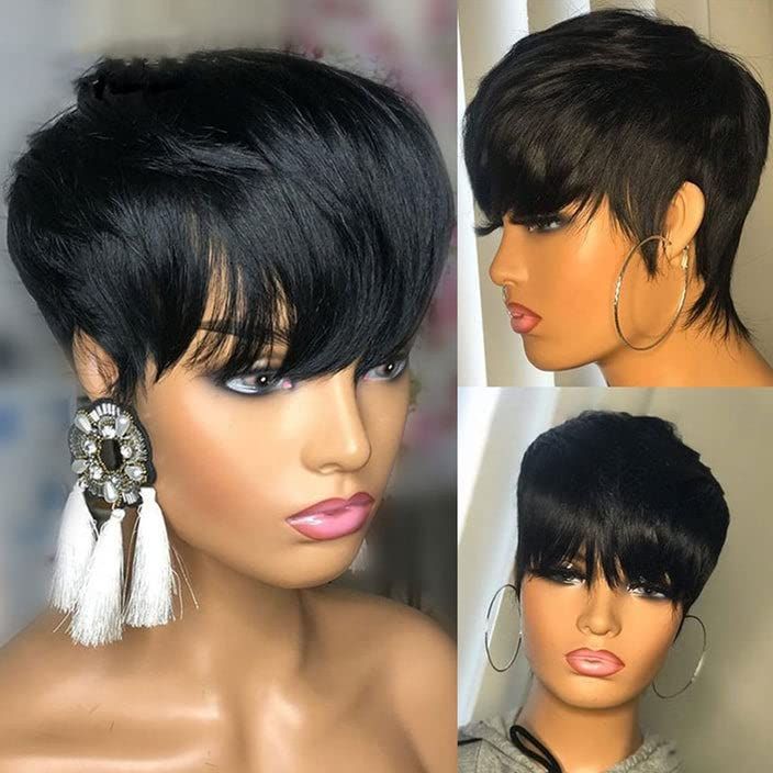 Full Machine Made Pixie Cut Prestyled Human Hair Wig