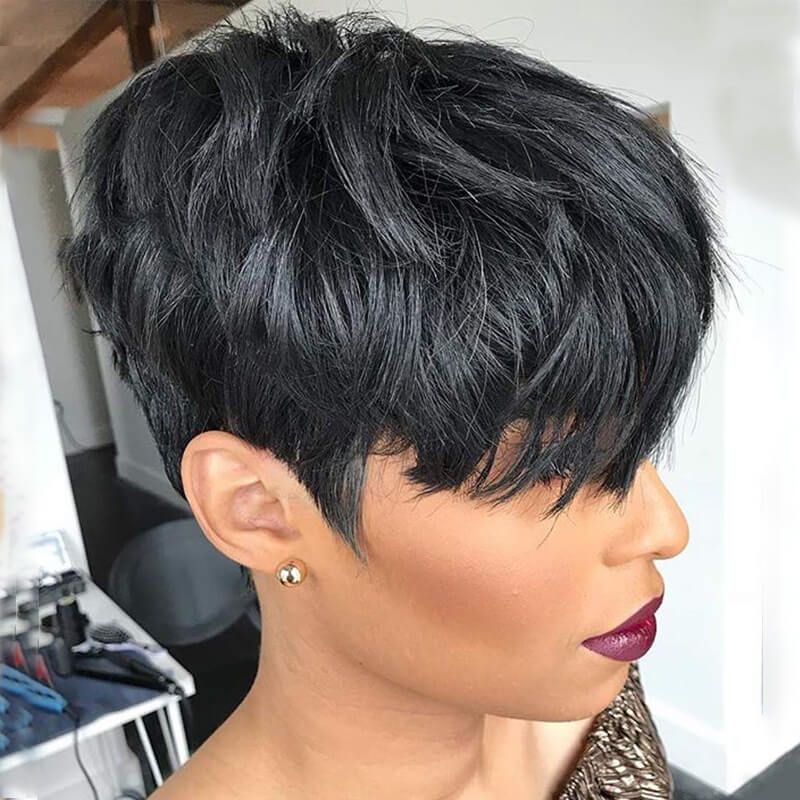 Full Machine Made Pixie Cut Prestyled Human Hair Wig