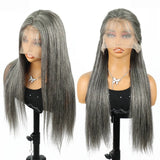 13x4/5x5 Salt and Pepper Human Hair Straight Lace Front Wig