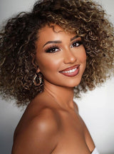 Curly Baby Hair 13x6 Natural 4C Edge Skin Melt Lace Frontal Wig Highlight Curly