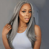 13x4/5x5 Salt and Pepper Human Hair Straight Lace Front Wig