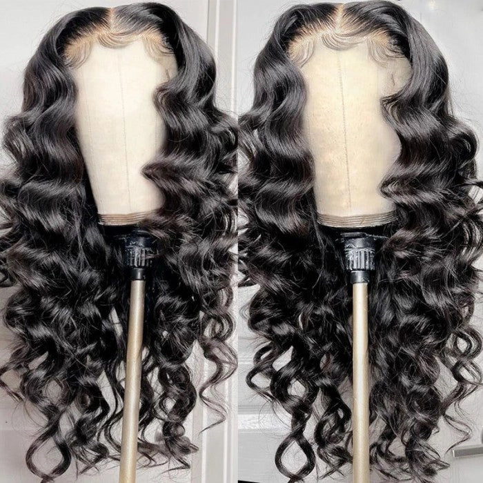 13x6 / 13x4 Full Frontal Loose Deep Wave Preplucked Human Hair Lace Front Wig