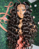 13x6 Full Hair Transparent Lace Human Hair 250% Density Frontal Wig Loose Deep Wave
