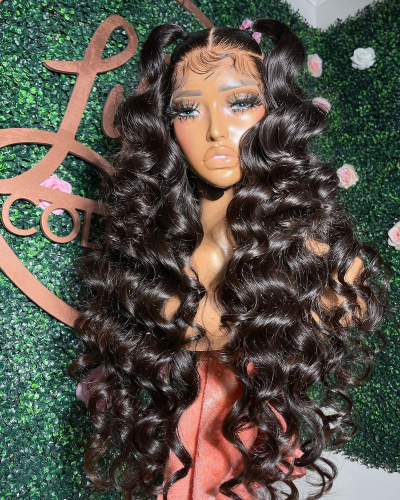 13x6 Full Hair Transparent Lace Human Hair 250% Density Frontal Wig Loose Deep Wave