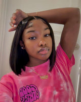 {50% Off US ONLY} 13x4 Transparent Lace Preplucked Human Hair Bob Lace Front Wig