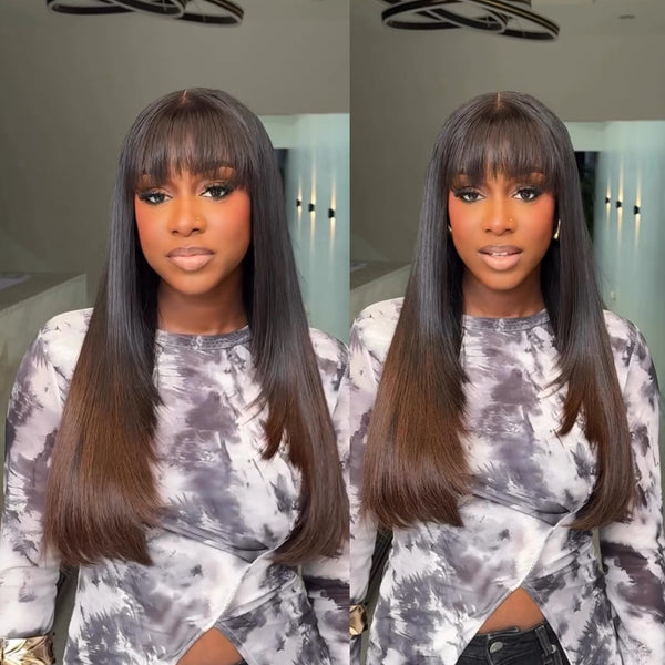Vietnamese Straight 2x6 HD Skin Melt Lace Closure Layered Bob with Bang Lace Wig