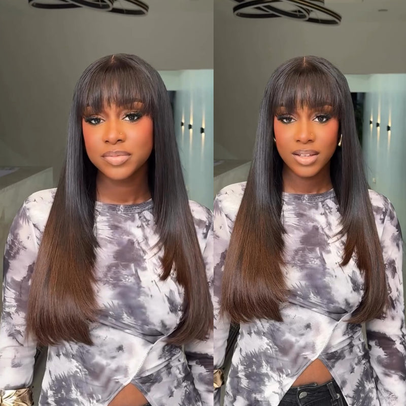 Vietnamese Straight 2x6 HD Skin Melt Lace Closure Layered Bob with Bang Lace Wig