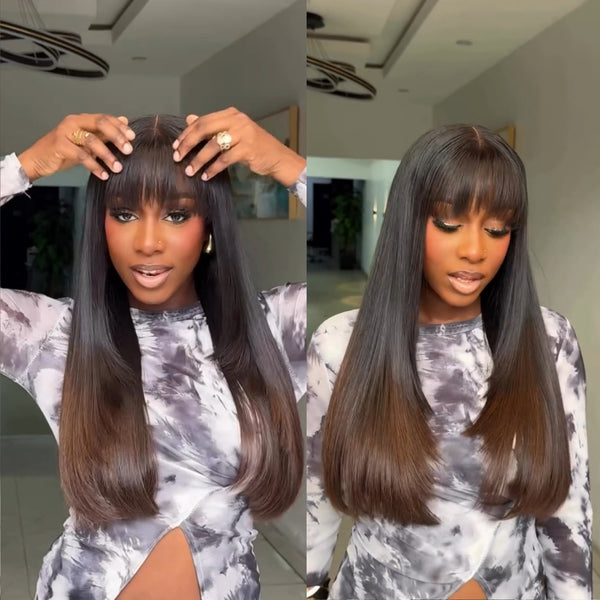Vietnamese Straight 2x6 HD Skin Melt Lace Closure Layered Bob with Bang Lace Wig
