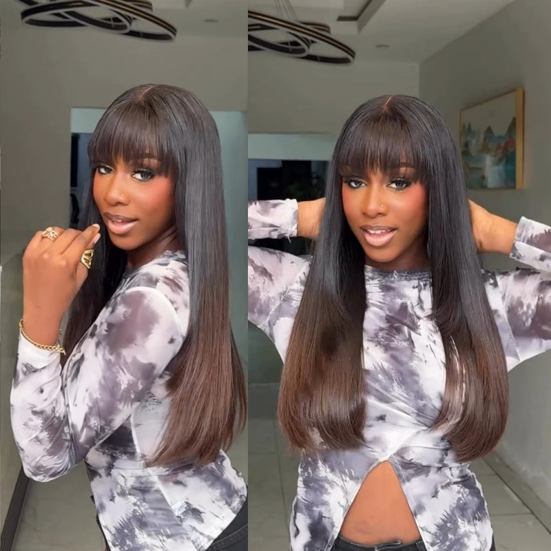 Vietnamese Straight 2x6 HD Skin Melt Lace Closure Layered Bob with Bang Lace Wig
