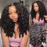 New TrueFit Drawstring 3D Fitted Pre-Cut HD Lace Closure Wig Burmese Curls Coily Ends with Vertical Straps
