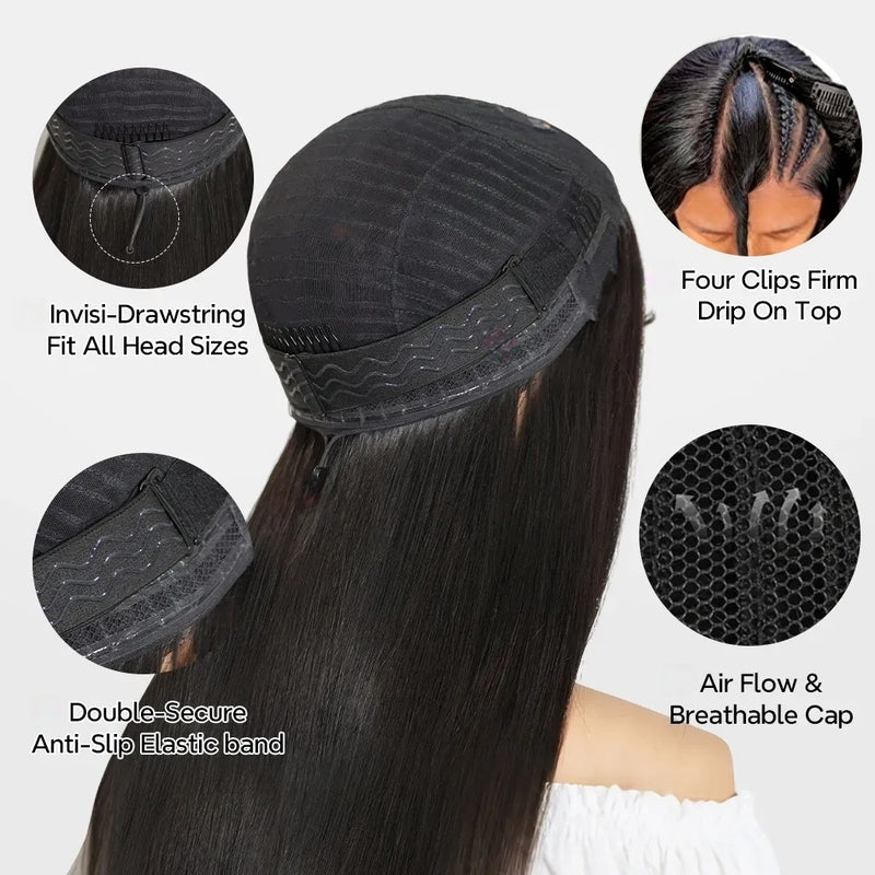 Natural Drawstring V Part Wig Glueless Human Hair Wigs Burmese Curls