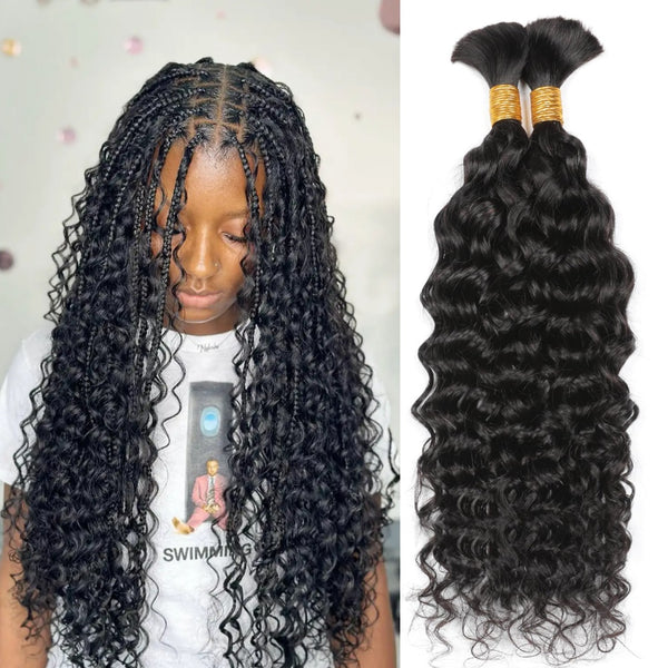 Water Wave Bulk Hair Human Hair Extension For Boho Knotless Braiding