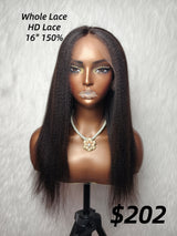 {LAST-PIECE-CLEARANCE} Whole Lace No Mesh Skin Melt Lace Knot-Free Yaki Human Hair Wig
