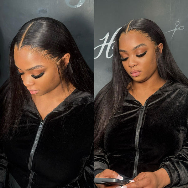 Custom Preshaped Widow's Peak Hairline 13x6 Skin Melt Lace Front Wig