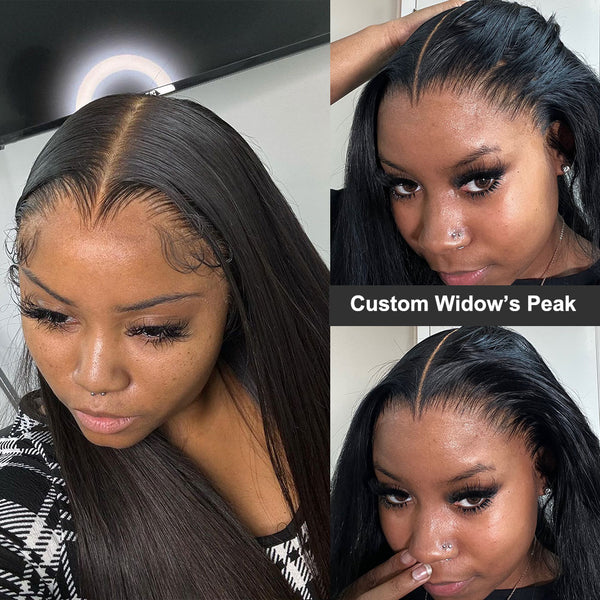 Custom Preshaped Widow's Peak Hairline 13x6 Skin Melt Lace Front Wig