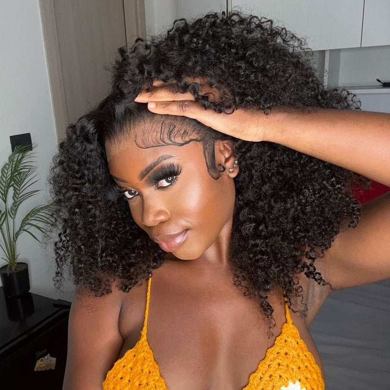 4X4/13x4 Transparent Lace Wig 250% Human Hair Wig Kinky Curly