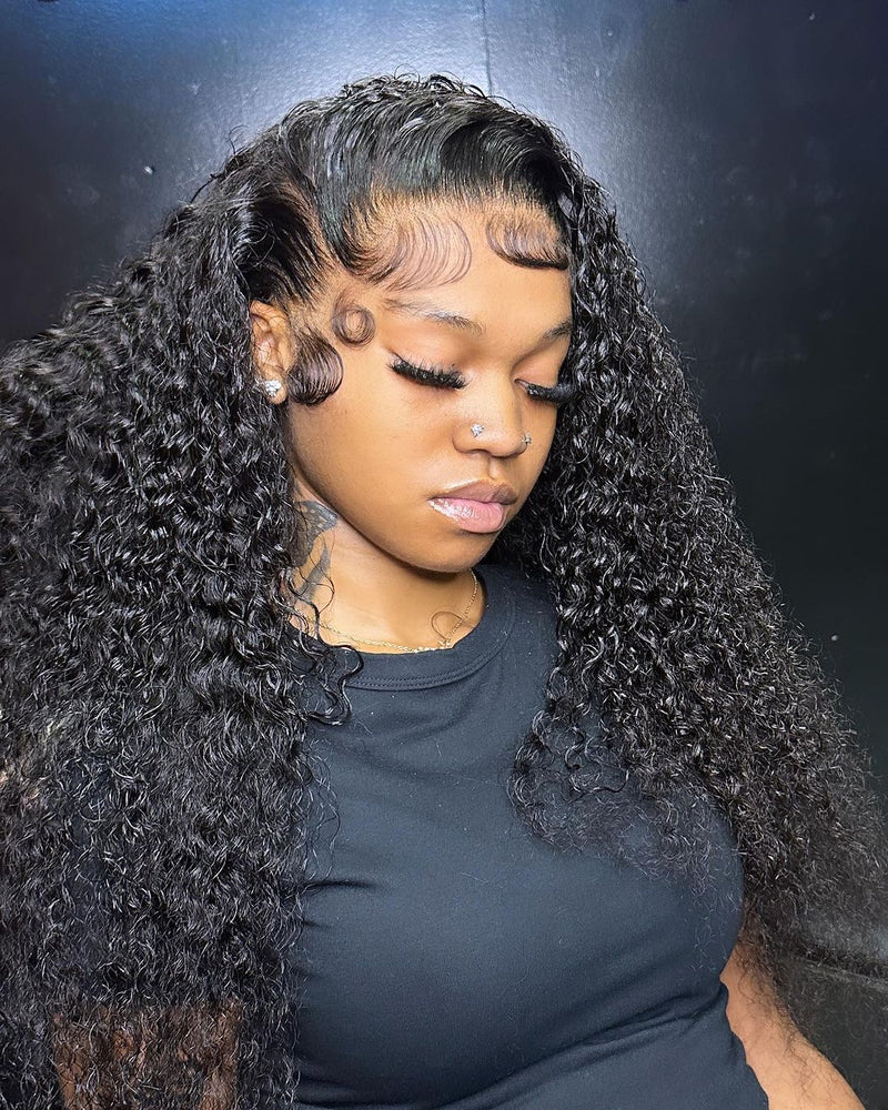 13x4 Knot-Free FULL FRONTAL HD Skin Melt Lace Preplucked Human Hair Lace Wig | Curly