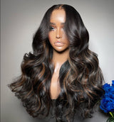 Adria | Body Wave Highlights Preplucked Human Hair Lace Front Wig