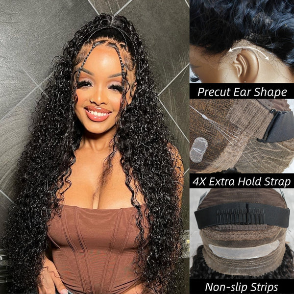 Invisible Strap 360 Skin Melt Lace Wig 2.0 Precut Lace Knot-Free Human Hair Frontal Wig Water Wave