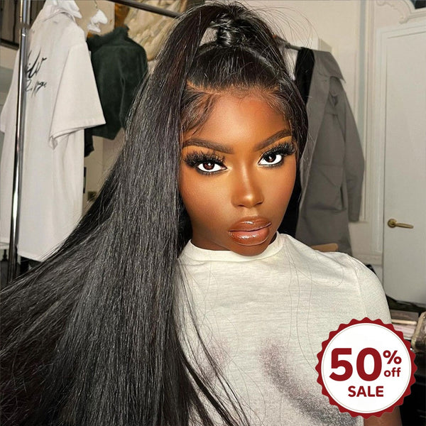 {50% Off} 13x4 Lace Front Straight Wig Virgin Human Hair Frontal Wigs