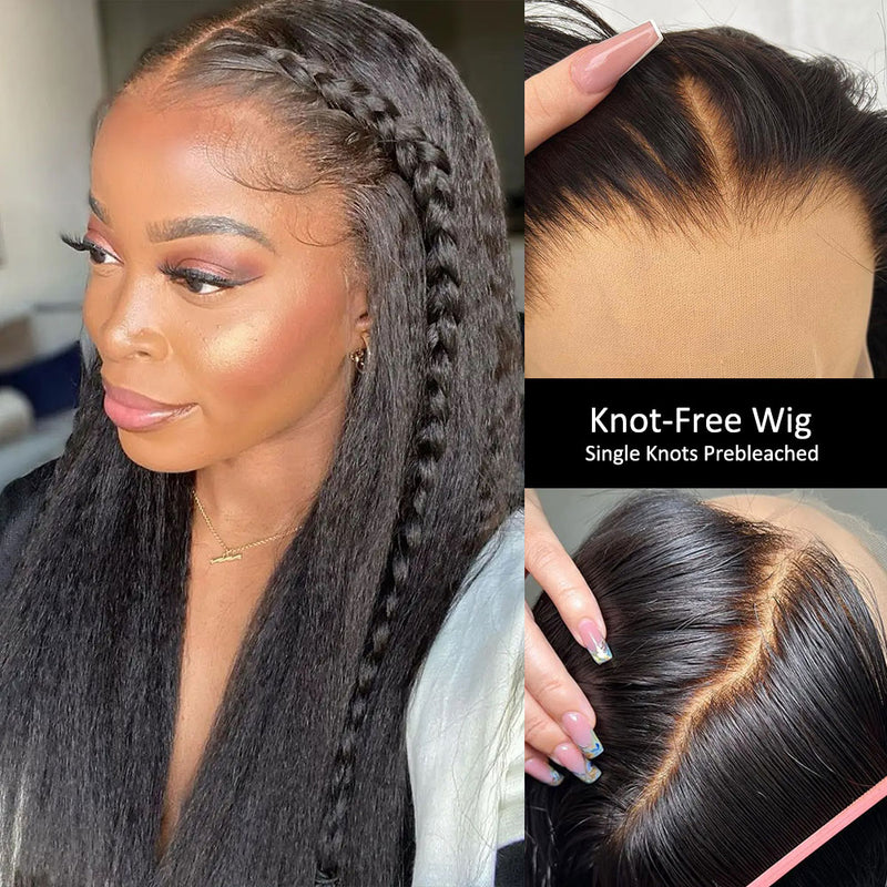 KNOT-FREE - 13x6 Skin Melt Lace Preplucked Human Hair Frontal Wig | Yaki