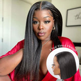 New 13x6 Fitted Cap Glueless Skin Melt Lace Front Wig Yaki Straight