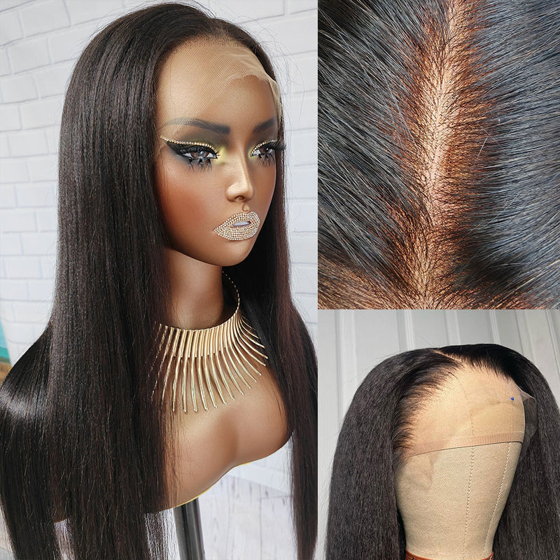13x4 Knot-Free FULL FRONTAL HD Skin Melt Lace Preplucked Human Hair Lace Wig | Light Yaki