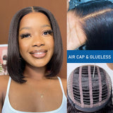 Glueless Air Cap Skin Melt Swiss Lace Preplucked Human Hair Closure Yaki Bob Wigs