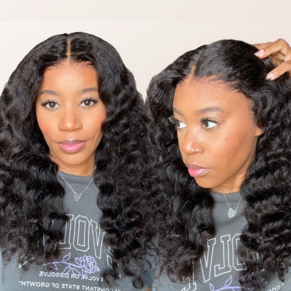 KNOT-FREE - 13x6 Skin Melt Lace Preplucked Human Hair Frontal Wig | Kinky Loose