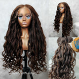 9x6/13x6 Fitted Cap Human Hair Preplucked Brown Yaki Wavy Wig