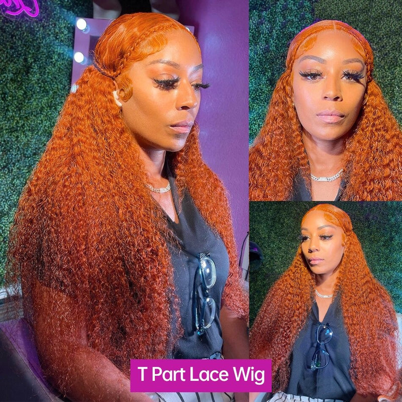 Precolored Ginger Orange Human Hair Lace Front Wig