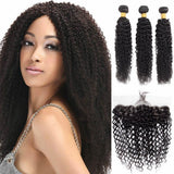 13*4 Frontal and 3 Bundles Kinky Curly Swiss Lace Virgin Human Hair