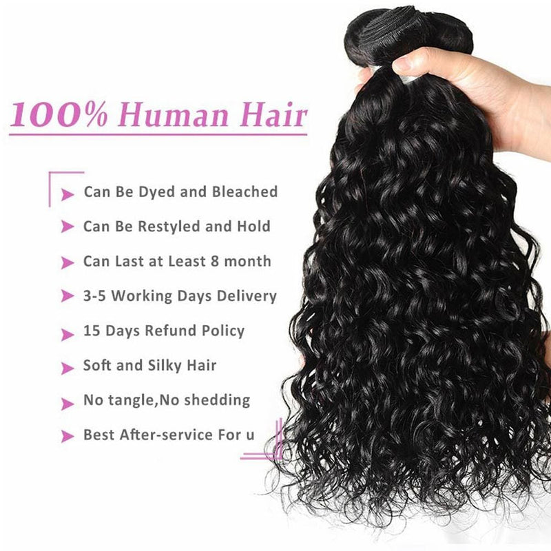 13*4 Frontal and 3 Bundles Natural Wave Swiss Lace Virgin Human Hair