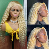 Sally | HD Lace Preplucked 613 Blonde Human Hair 3D 13x6 Frontal Wig | Deep Wave
