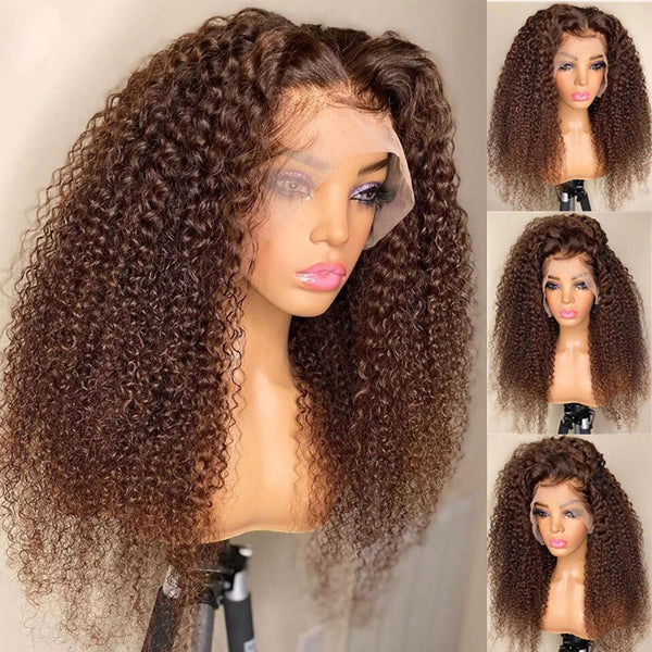 Tiara | Brown Color Virgin Human Hair Lace Front Wig Curly