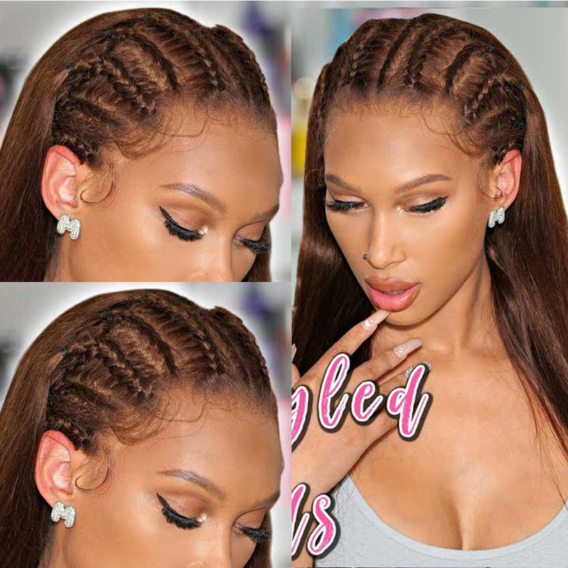 13x6 3D FULL FRONTAL Skin Melt Lace Preplucked Human Hair Lace Front Wig | Brown