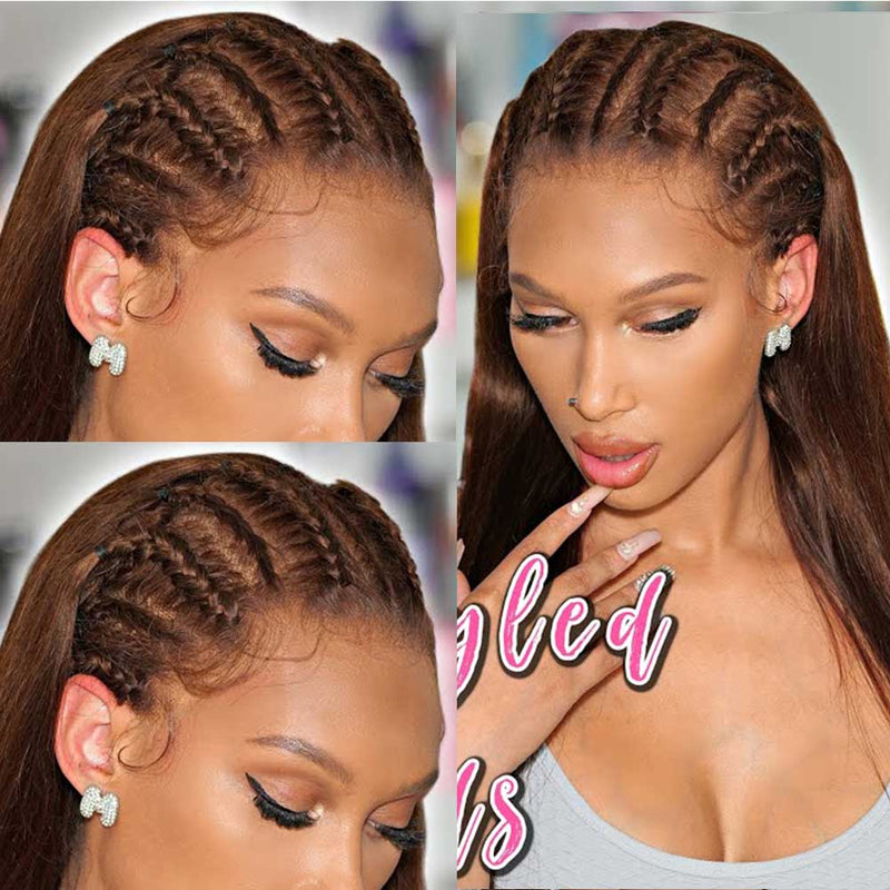 13x6 3D FULL FRONTAL Skin Melt Lace Preplucked Human Hair Lace Front Wig | Body Wave Brown