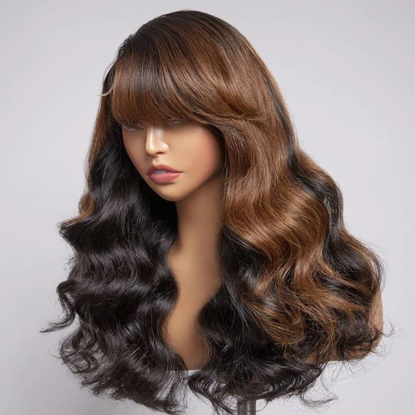 Zuri | 13X6 Lace Front Bang Style Virgin Human Hair Highlight Wig