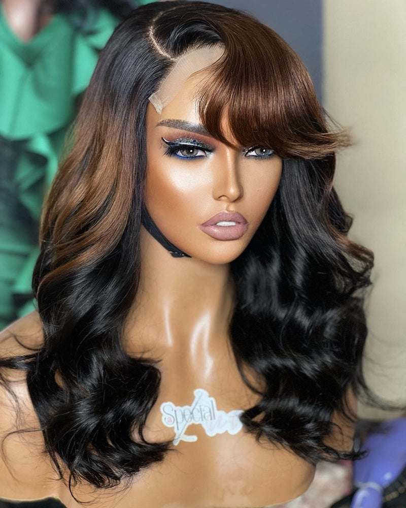 Zuri | 13X6 Lace Front Bang Style Virgin Human Hair Highlight Wig