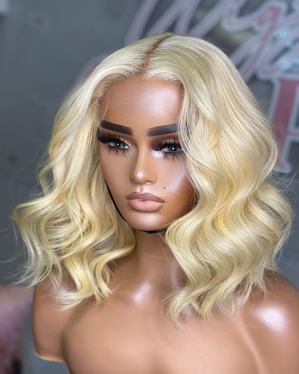 13x6 HD Lace 613 Blonde Human Hair Lace Wig | Body Wave Bob